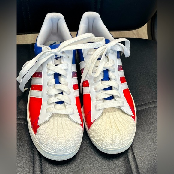 Adidas Superstar Vintage men’s sneakers. Patriotic colors: blue red white. 11.5 - Picture 2 of 10